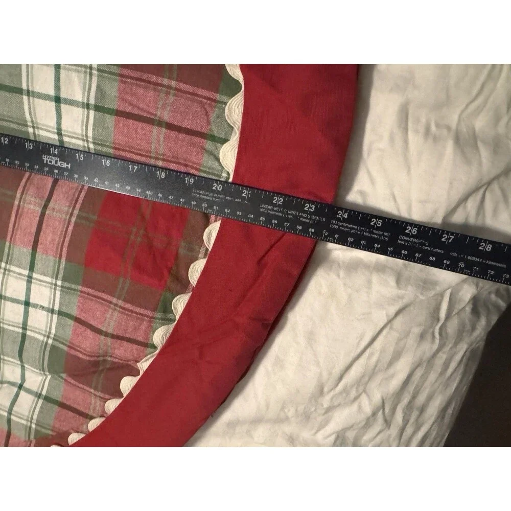 Red and White Plaid Christmas Tree Skirt 39 inch Checkered